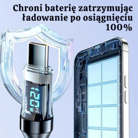 Kabel szybkiego ładowania z wyświetlaczem LED